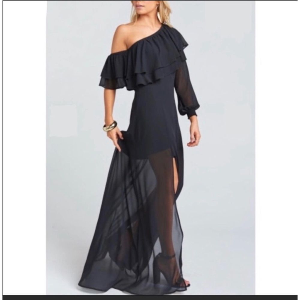 SHOW ME YOUR MUMU Emma Ruffle Maxi Dress | Black | Size M
